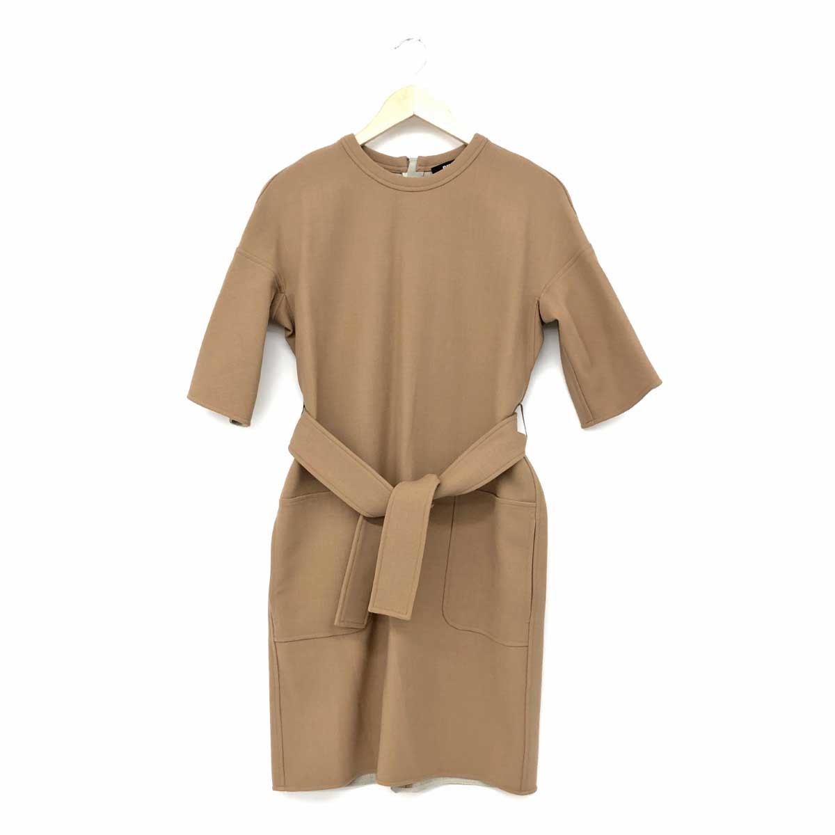 ◆PAULE KA ポールカ 五分袖ワンピース サイズ38◆ ベージュ レディース 無地 膝丈