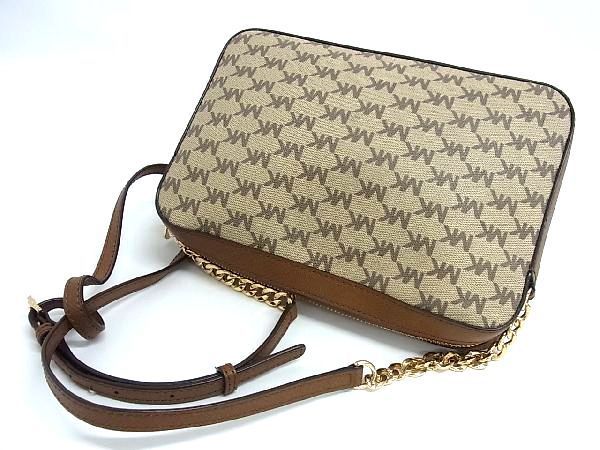 1円 □極美品□ MICHAEL KORS マイケルコース MK柄 PVC×レザー 