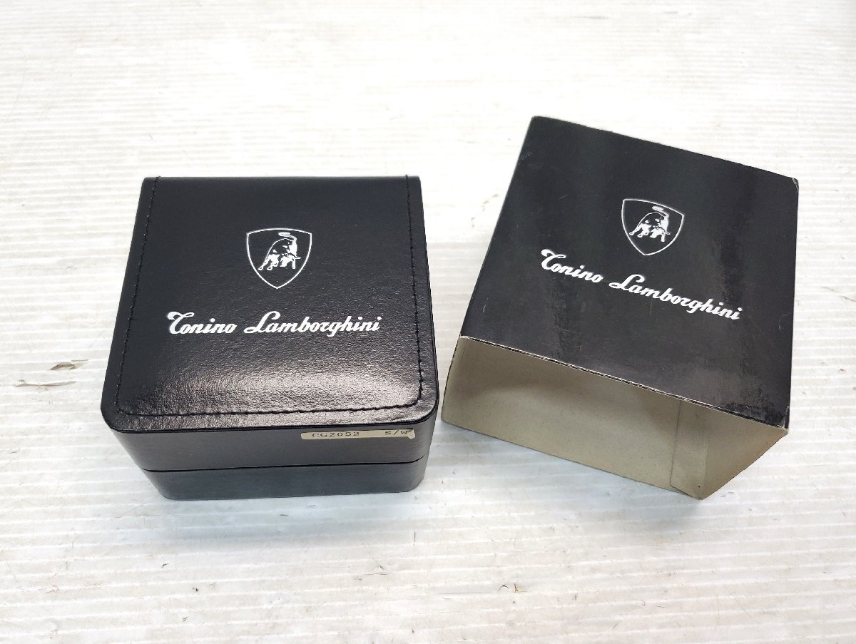 § B47083 Tonino Lamborghini トニーノランボルギーニ CG2052 100M 腕時計 白文字盤 クォーツ メンズ 腕時計 中古