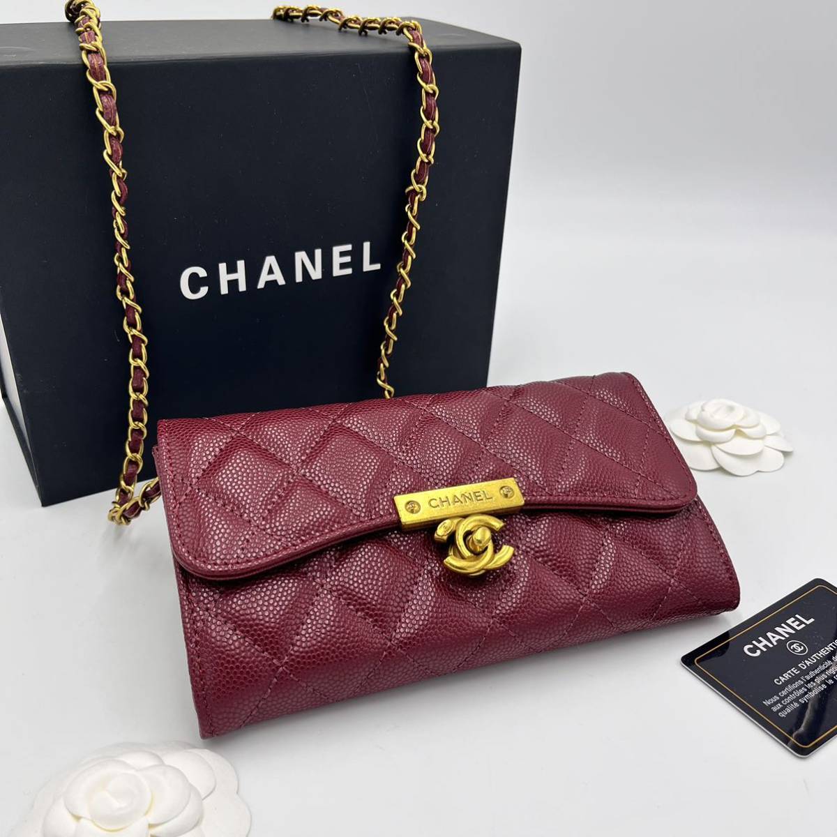 CHANEL 非売品ノベルティキャビアスキンマトラッセ CHANEL シャネル 【海外VIPノベルティ】 非売品 マトラッセ 長財布