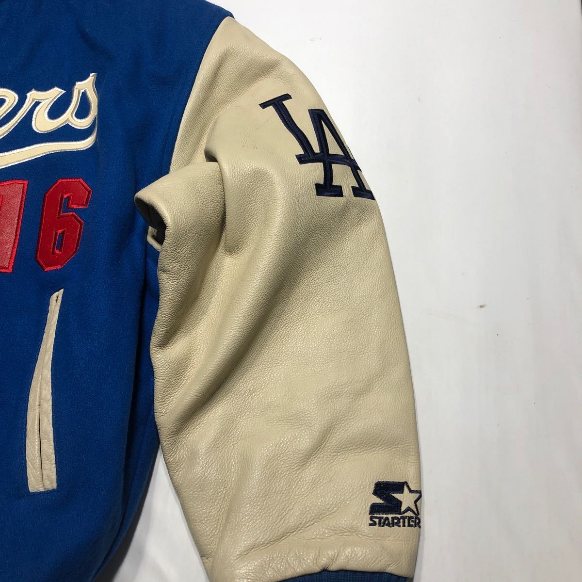 ドジャース スタジャン MLB 野茂英雄 LA NOMO USA製 L ジャケット ロサンゼルス・ドジャース 希少 STARTER 90s 公式 野茂 Jaket