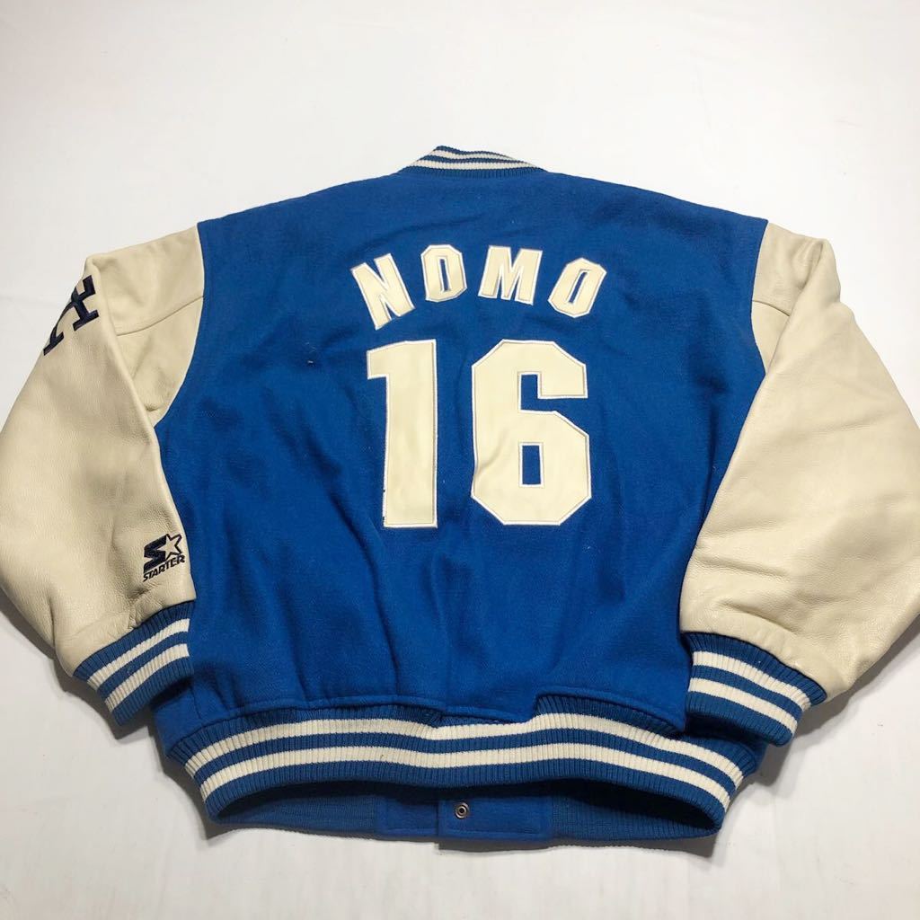 ドジャース スタジャン MLB 野茂英雄 LA NOMO USA製 L ジャケット ロサンゼルス・ドジャース 希少 STARTER 90s 公式 野茂 Jaket
