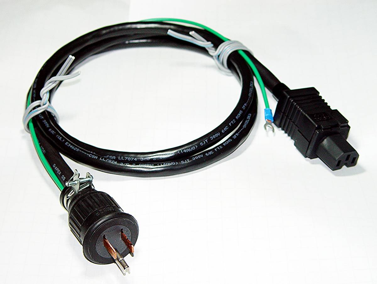 BELDEN 電源ケーブル、1910年代 Western Electric 純銅鍛造ブレード 三極純銅無鍍金インレット付、長さ1.5ｍ