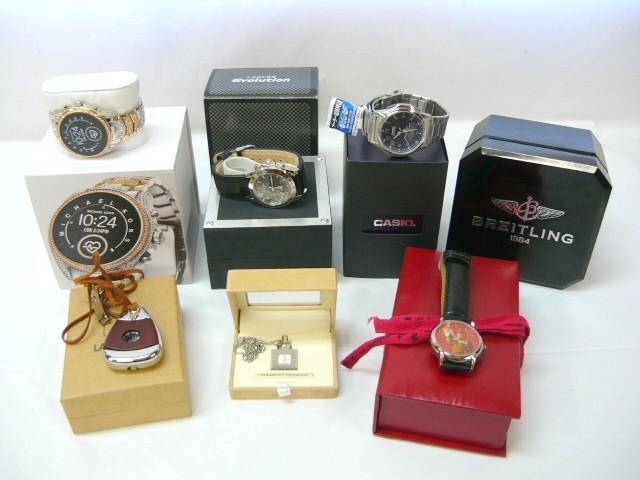 1000円スタート 腕時計等 計6点 MICHAELKORS スマートウォッチ DW10M2/CASIO WVA-M630/三菱 LANCER Evolution×ZIPPO 他 [10/11] N10011
