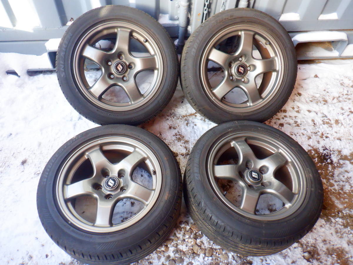 当時物/良品　スカイライン　32GTR 16x8j 114.3 純正ホイール ブリヂストン　225/50R16 4本バリ物　 個人宅配達可能 bnr32