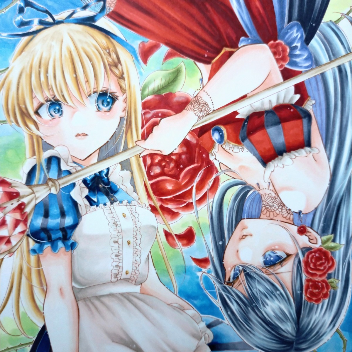 手描きイラスト オリジナル コピック アリス ハートの女王 A5