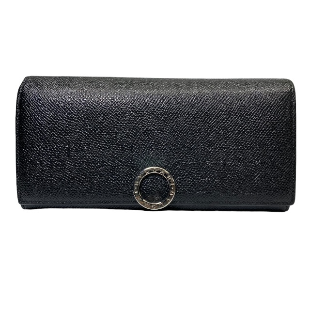 BVLGARI ブルガリ 289381 財布 長財布 二つ折り財布 折り財布 ロングウォレット ロゴクリップ レザー ブラック 黒(財布 ...