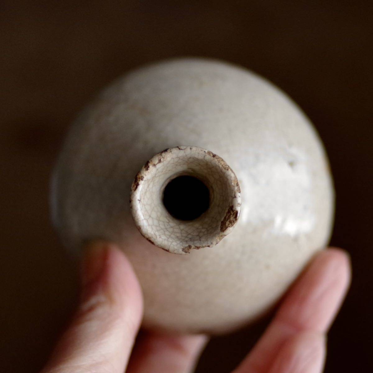 味の良い時代灰釉小瓶 小壺 花器 花瓶 茶道具 花道 投げ入れ 骨董 古陶