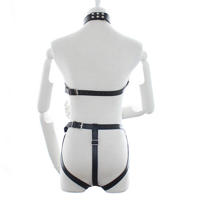 nJ035 超セクシー 誘惑 悩殺　フェイクレザー ボンテージ 拘束具【ハーネス 全身タイプ】 ハーネス 緊縛 コスプレ衣装 ブラック_4