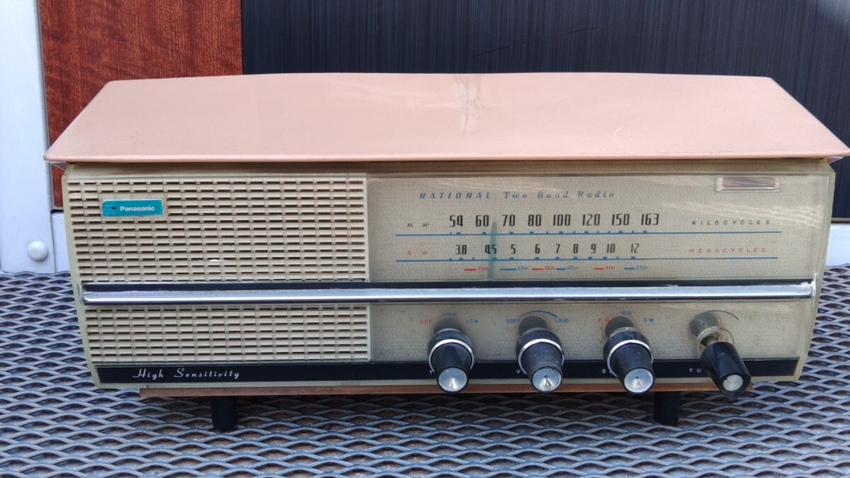 ナショナル 2バンドルームラジオ BX-300箱付き極美品 ナショナル2バンド真空管ラジオ、BX-300型（1960年昭和35年式