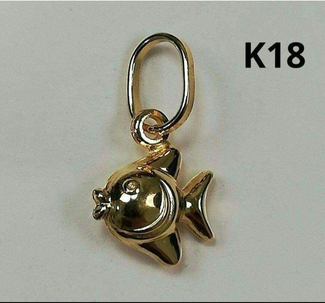 本物】K18 18金 18k YG 金魚モチーフ ペンダントトップ《魚型 