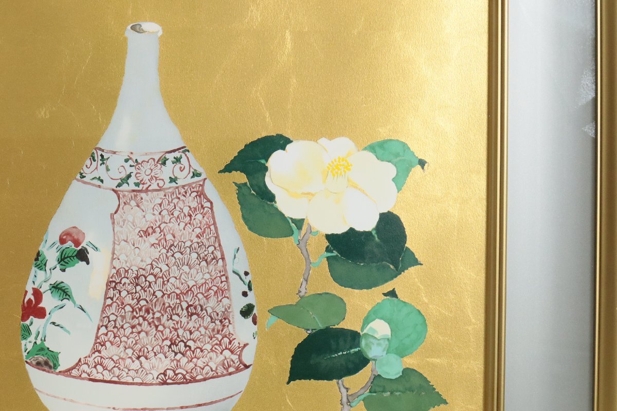 小倉遊亀「小倉椿と古九谷」リトグラフ 207/250 額装品 / 静物画 日本