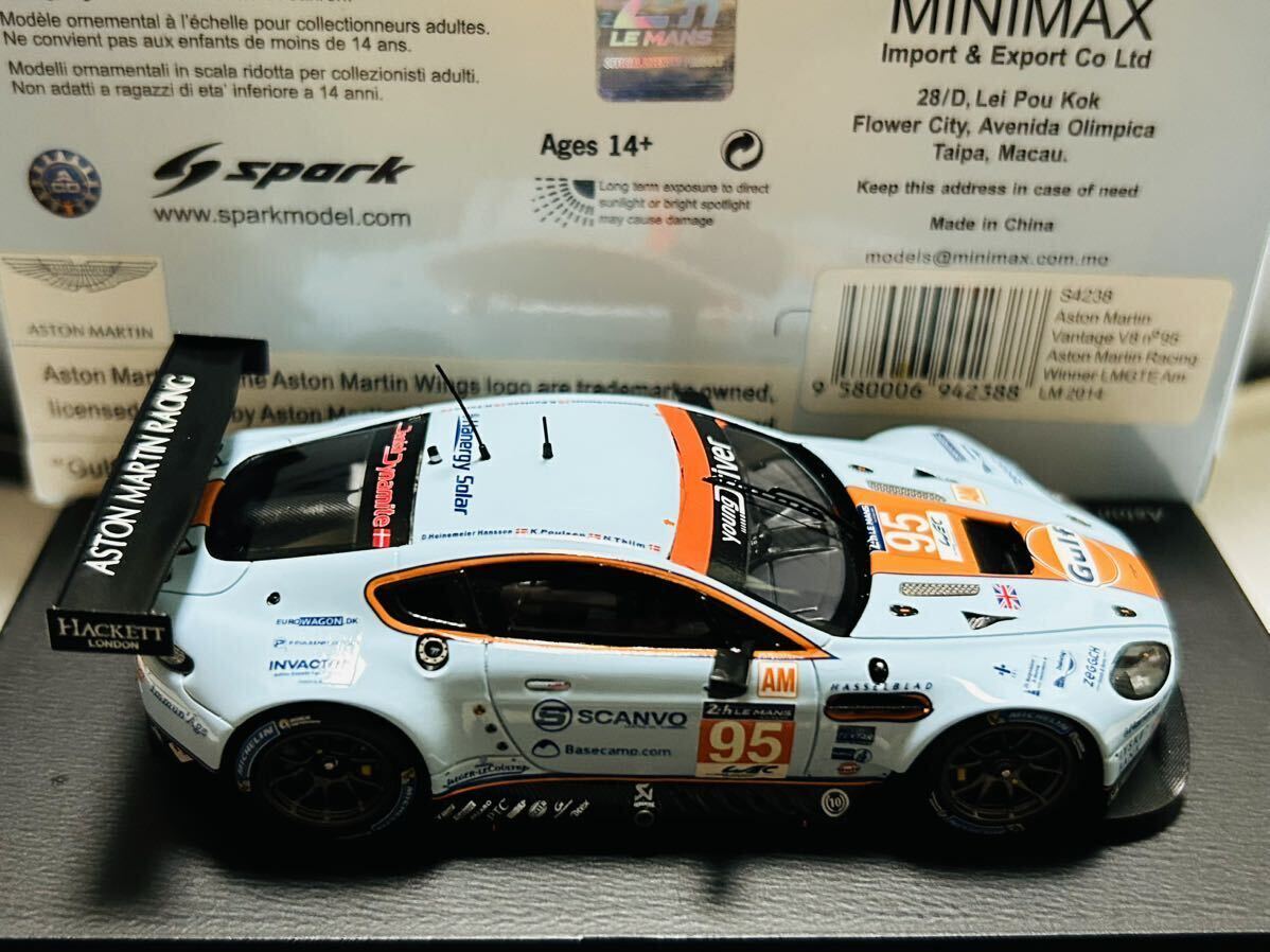 Bezplatný ceník pro Spark Aston Martin V8 Vantage Gte 4.5l V8 Team Aston Martin Racing Gulf N 95 Winner Lmgte Am 24h Le Mans 2014 D.h.hansson K.poulsen N.thiim 1:43 S4238