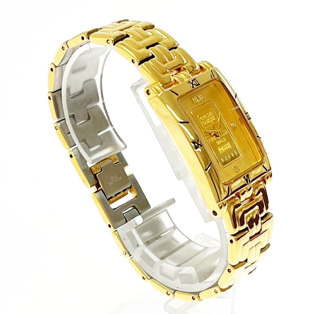 【1円スタート】CREDIT SUISSE クレディスイス INGOT インゴット FINE GOLD 999.9 ゴールド文字盤 QZ ボーイズ腕時計 ジャンク 295010_3