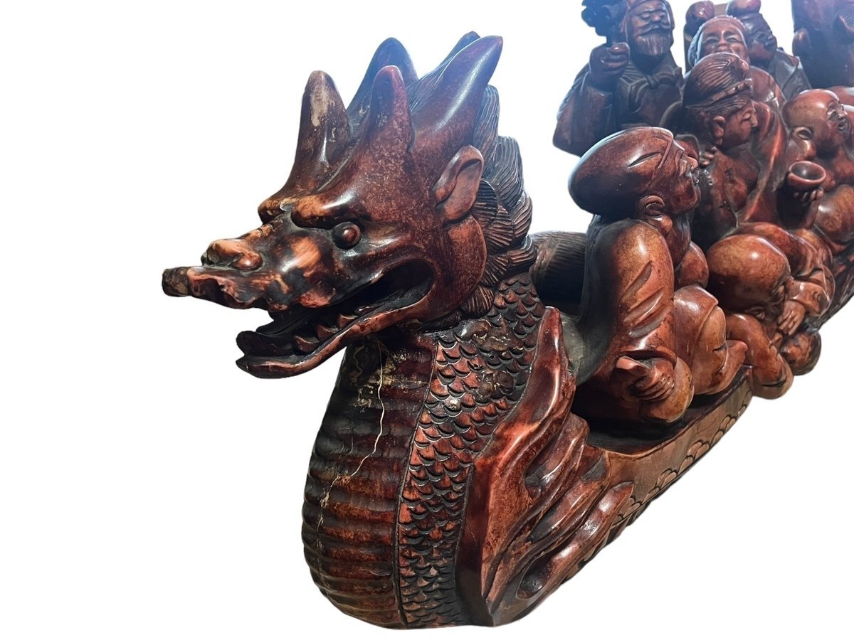 □【美品】木彫り 七福神 置物 大黒天 毘沙門天 弁財天 福禄寿 寿老人