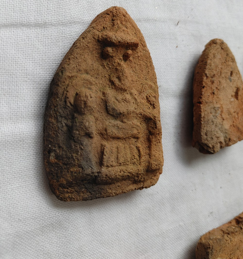 紀元12世紀頃 古代タイ クメール様式 陶製 磚仏 仏寺院飾り 10点 検
