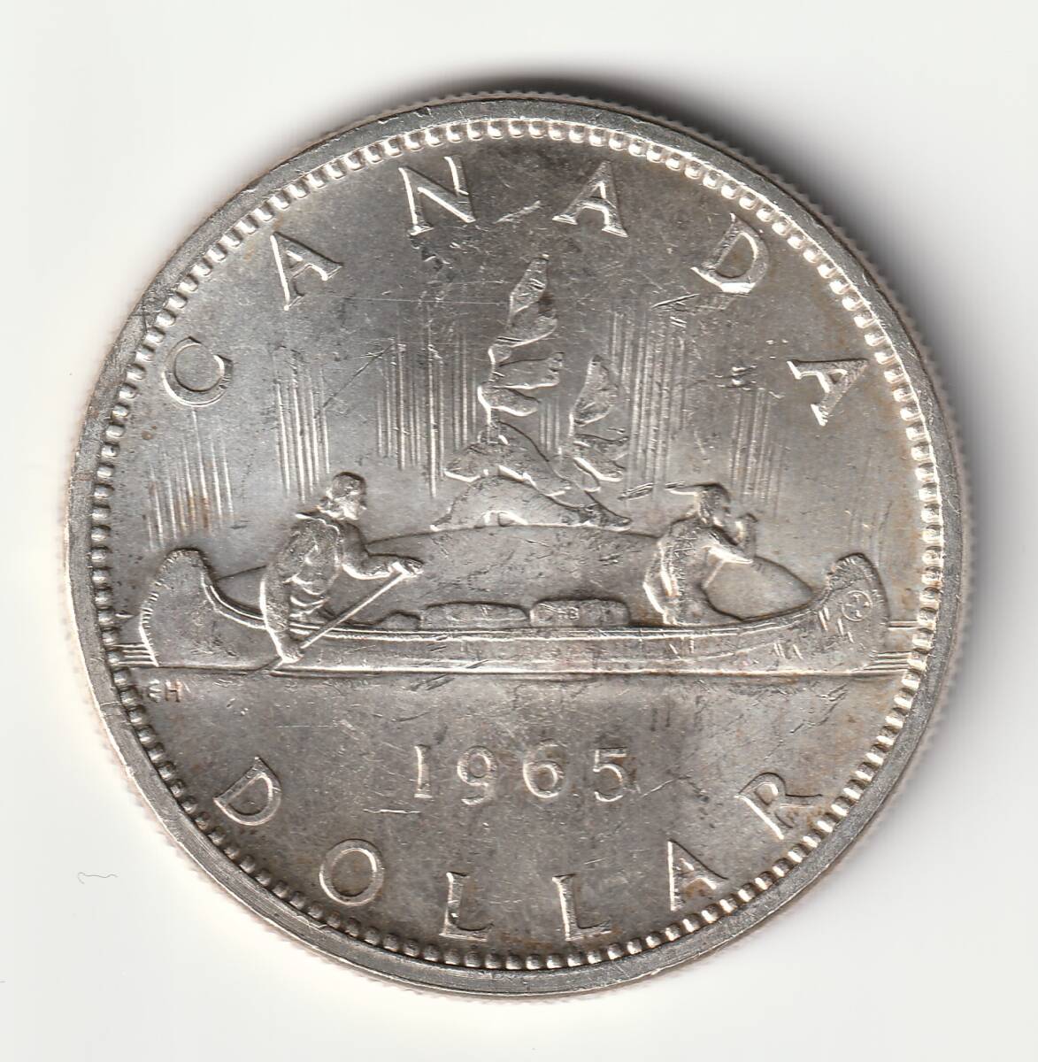 カナダ 1ドル銀貨 カヌーダラー 1965年 銀800 SV800 シルバー800 古銭