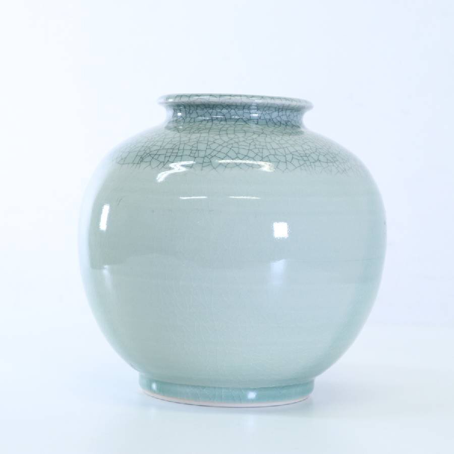 伝統工芸 大堀相馬焼 半谷休閑 走り駒 花器 花瓶 花入 壷☆943h07(陶磁