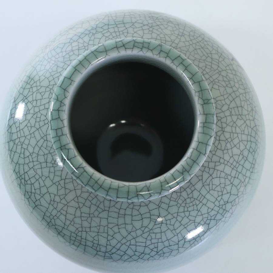 伝統工芸 大堀相馬焼 半谷休閑 走り駒 花器 花瓶 花入 壷☆943h07(陶磁