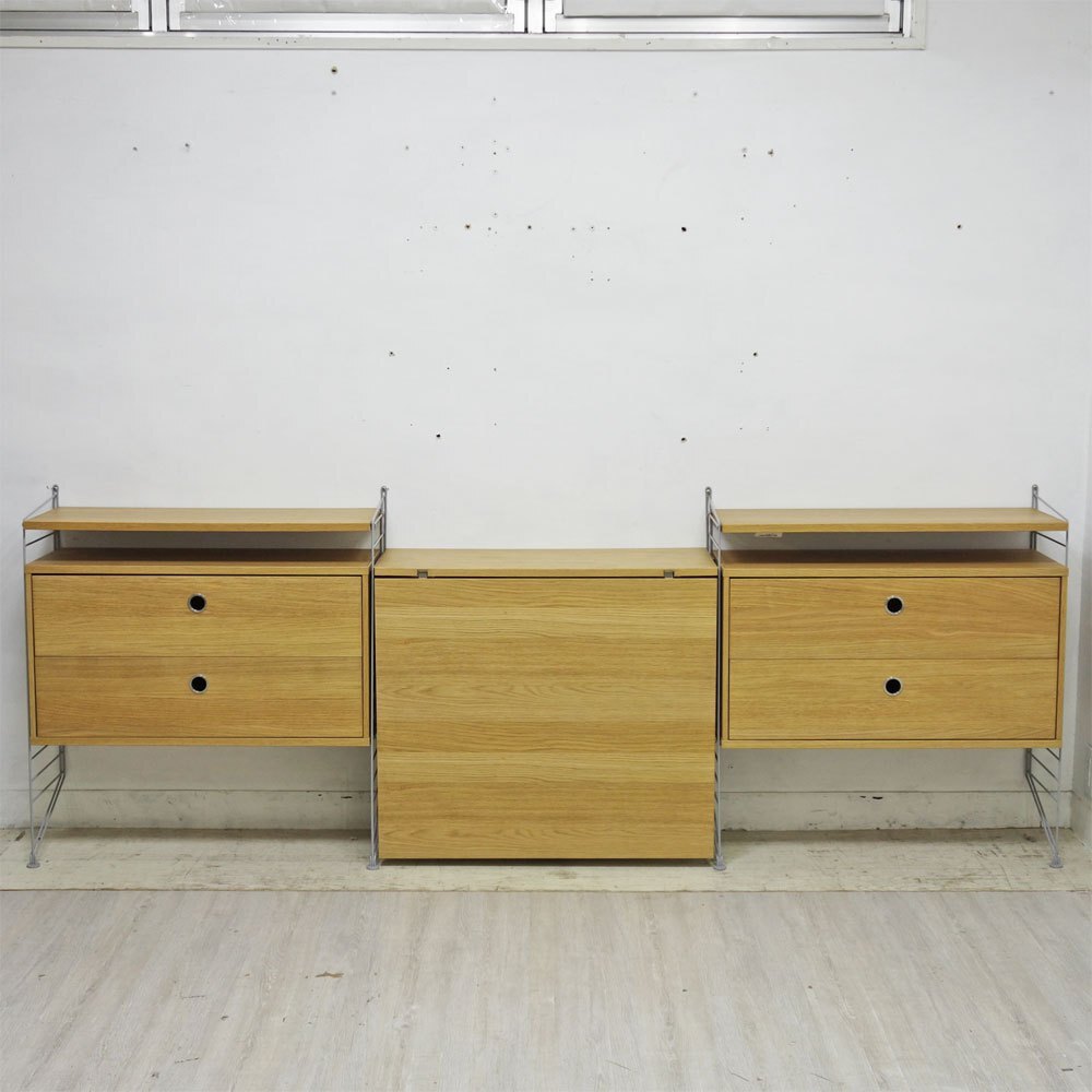 ● ストリングファニチャー String Furniture ストリングシステム 3連ユニットシェルフ オーク材 北欧 スウェーデン String &frasl; Furniture（ストリング the living インテリア・家具