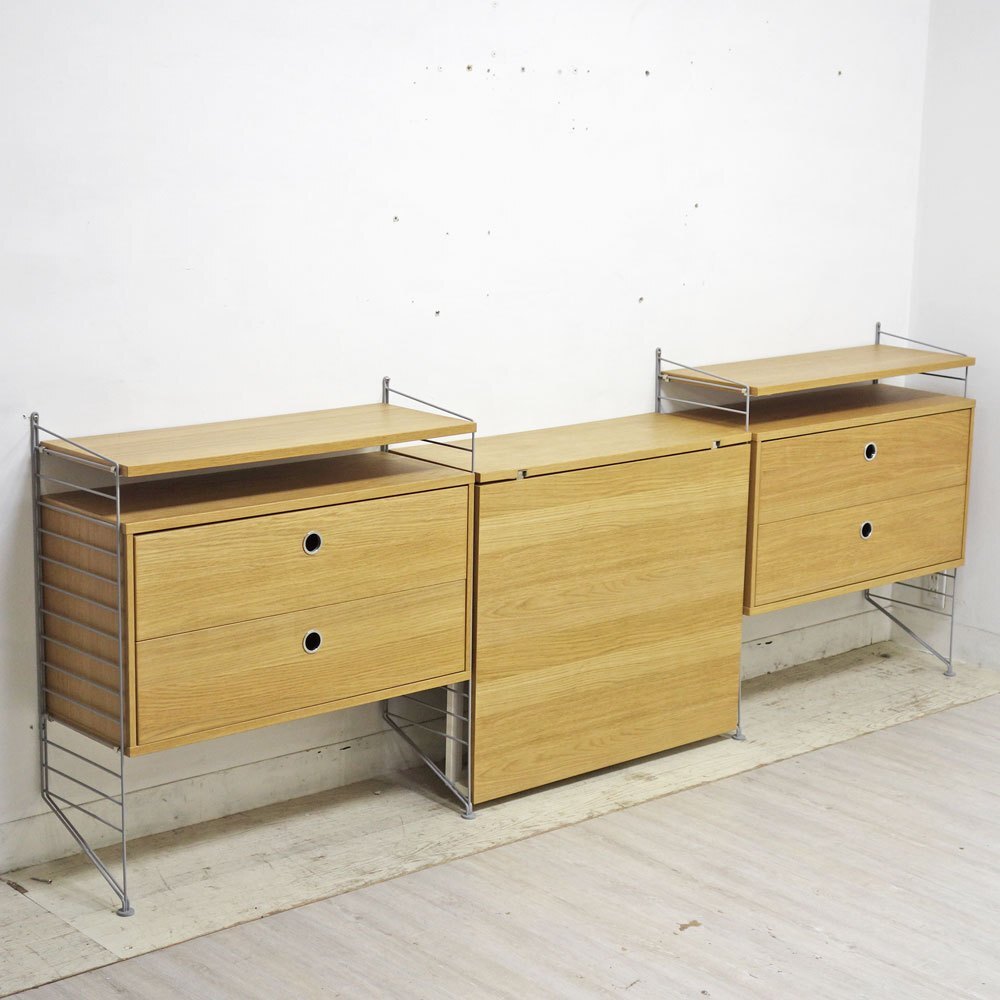 ● ストリングファニチャー String Furniture ストリングシステム 3連ユニットシェルフ オーク材 北欧 スウェーデン String &frasl; Furniture（ストリング the living インテリア・家具
