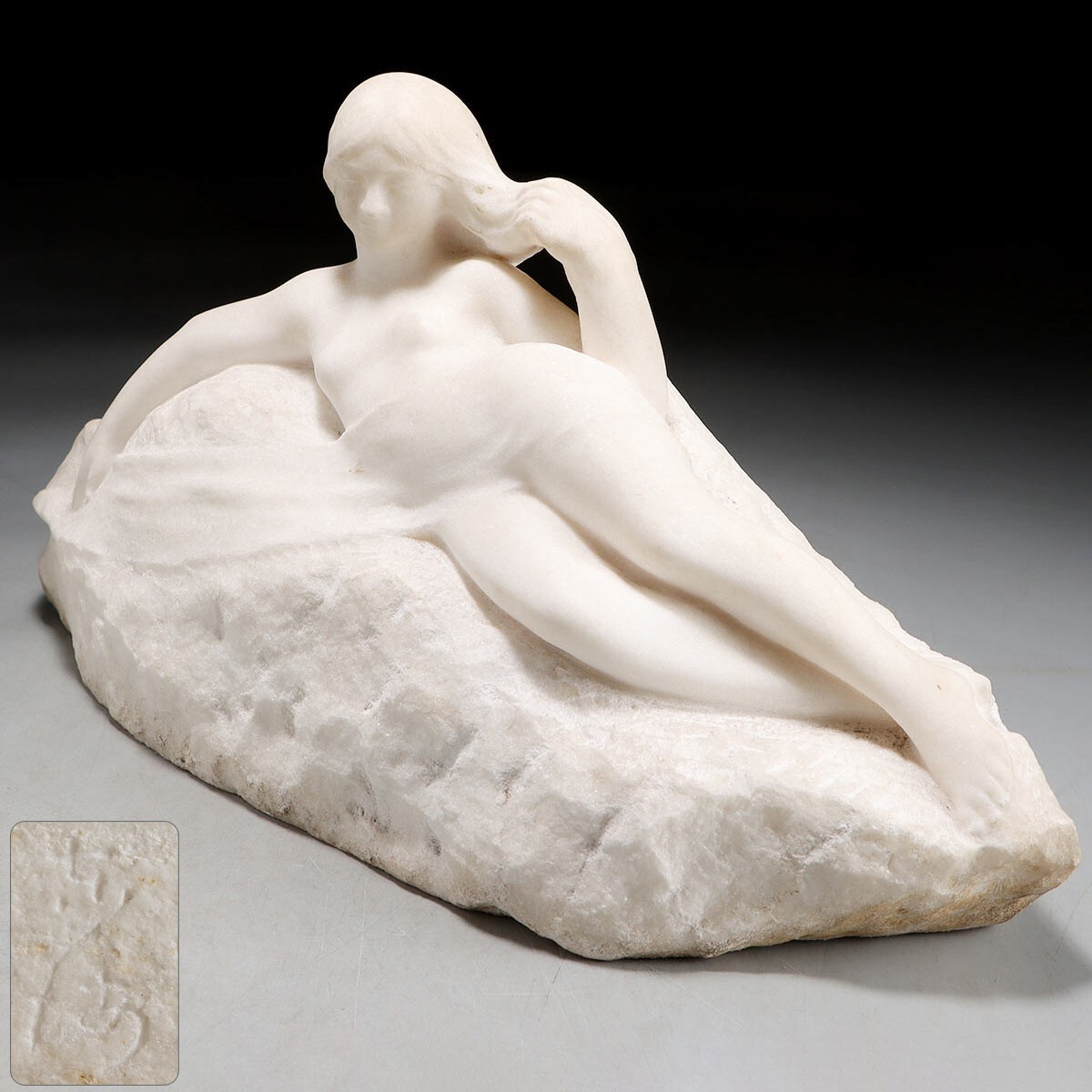 PH866. 西洋彫刻美術 サイン有 在銘 大理石 裸婦像 女性像 重量11.3kg