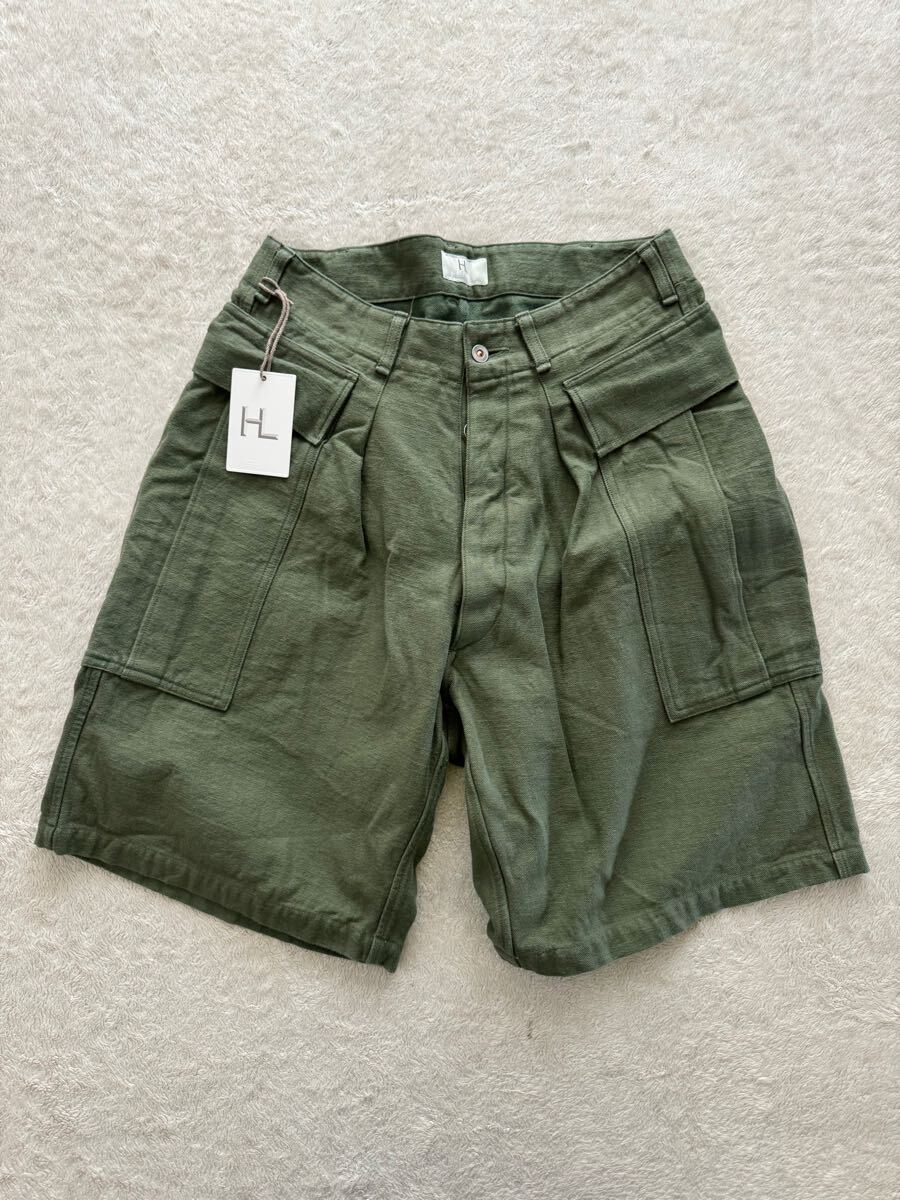 HERILL size2 HL Denim Cargoshorts Olive Drab デニム カーゴショーツ 軍パン (KI)