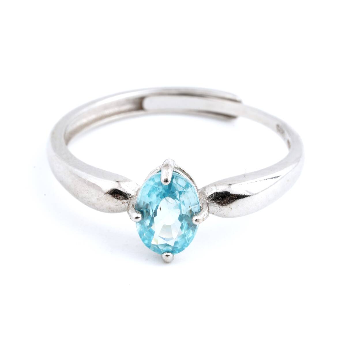 シルバー925　リング（指輪）　天然ジルコン　フリーサイズ　No.26　ブルートパーズ似_2