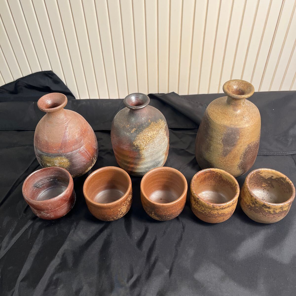 備前焼  陶古徳利とお猪口 備前焼 酒器 徳利 ぐい呑み お猪口 ぐい呑 陶器 おちょこ 8点 セット