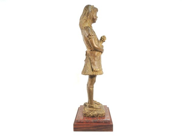 真作/富永直樹/大型/「バラと少女」/ブロンズ像/高:49cm/重:7kg/箱付