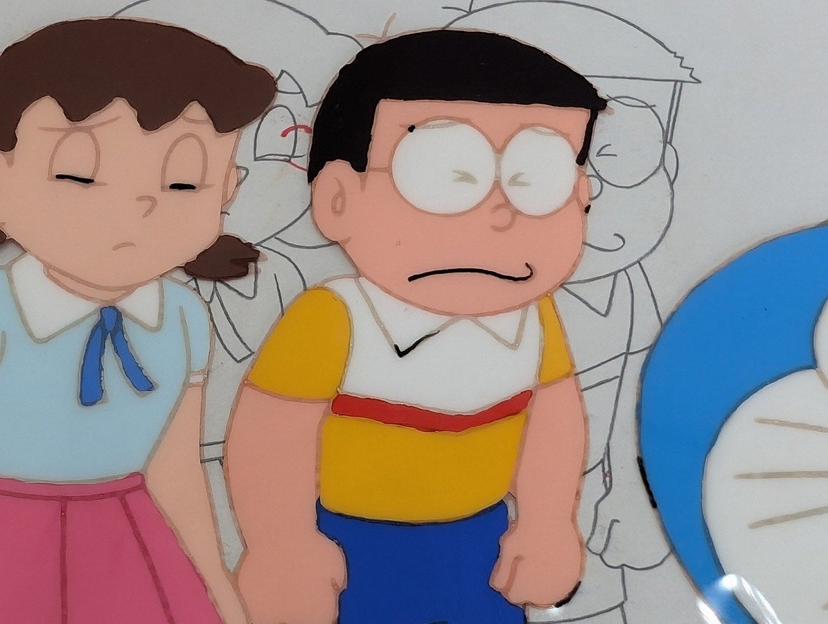 1円スタート】アニメ セル画 ドラえもん キャラクター 5人 1枚・背景画