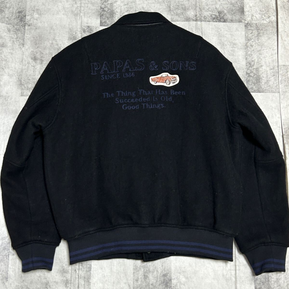 極美品☆ パパス PAPAS & SONS スタジャン【極上カシミヤ/ワッペン多数