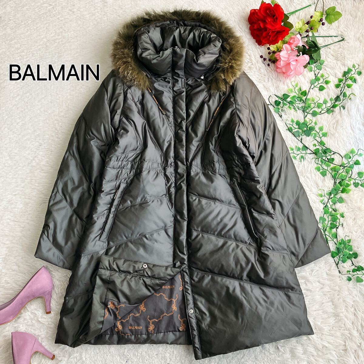 BALMAIN バルマン☆ブルーフォックスファー ダウンコート 3way ロゴ総 