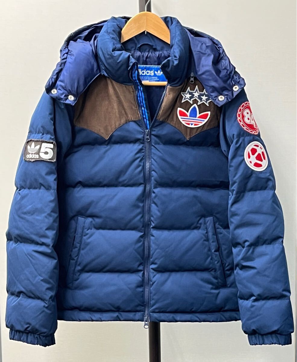 adidas アディダス オリジナルス ワッペン ダウン ネイビー ブラウン L 