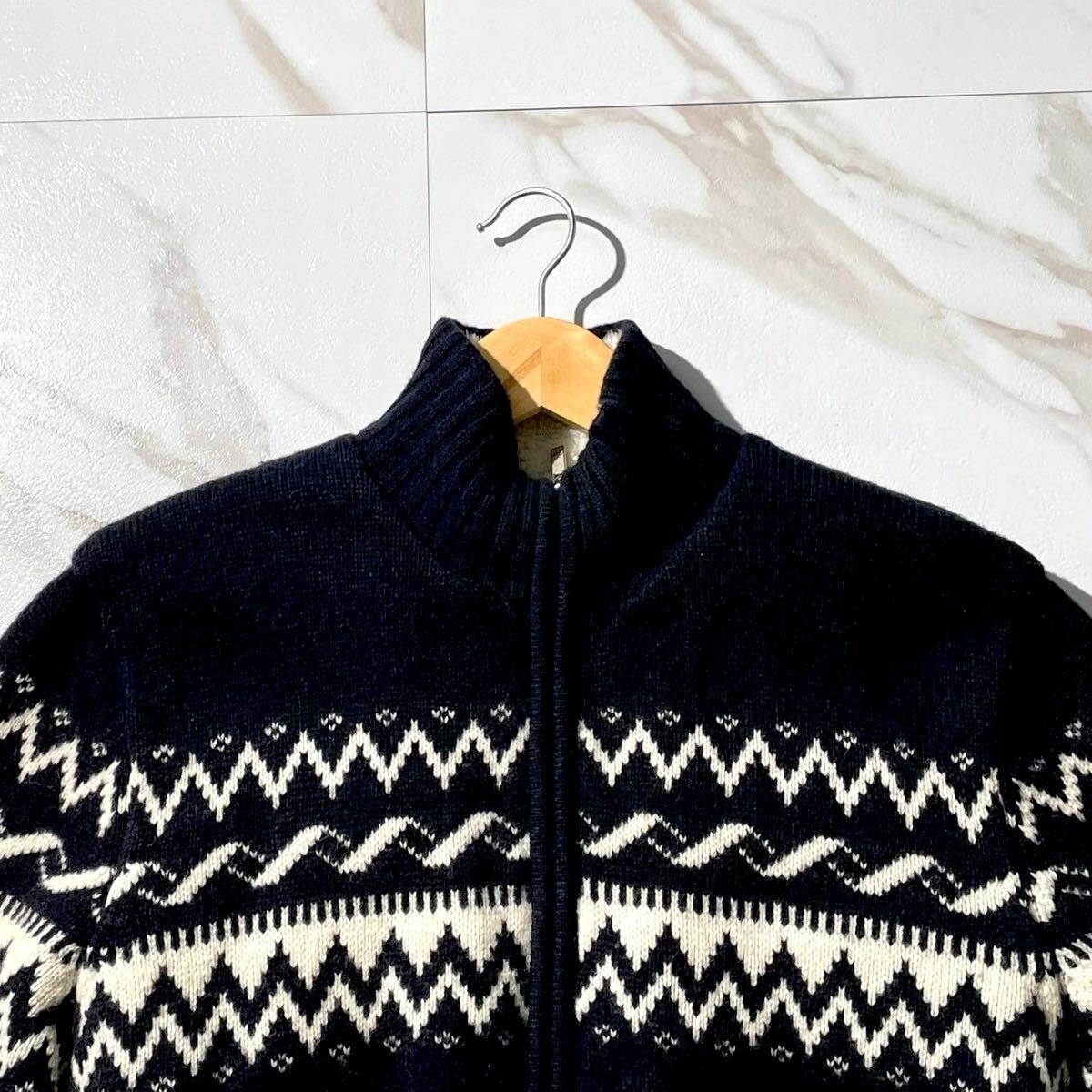 極美品/希少XL○アルマーニ【ロゴワッペン ノルディック柄 カウチン
