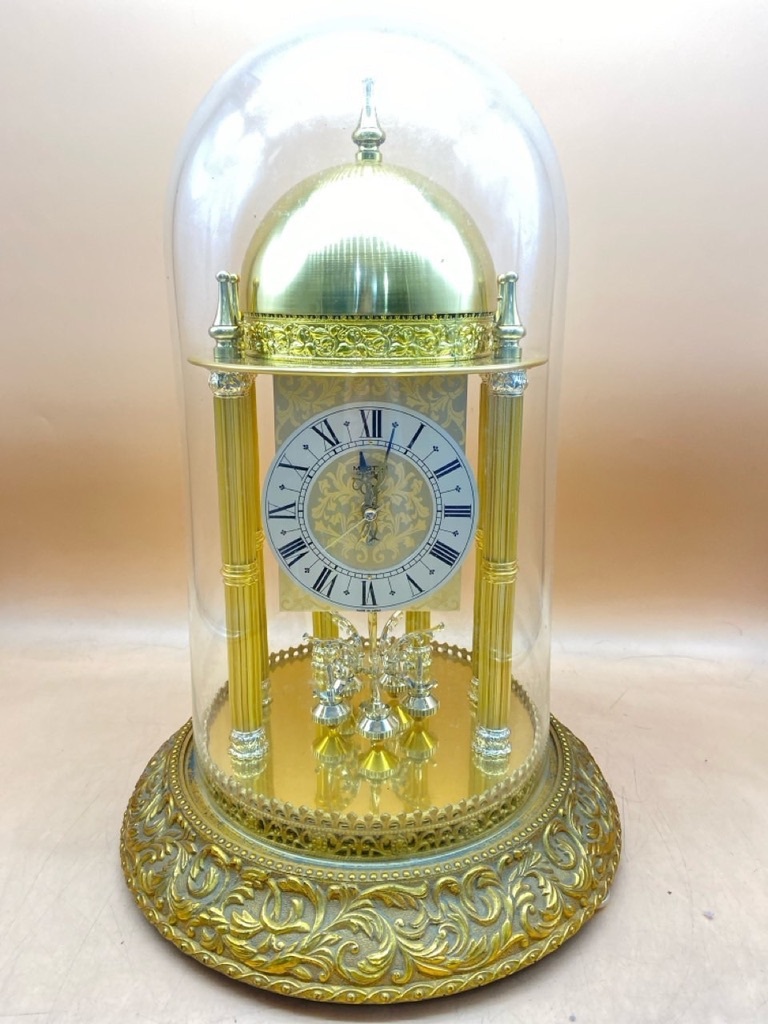 回転飾り時計 MASTER LAUREL 置時計 不動品 あ476〔中古品〕 Master Quartz マスタークオーツ 大型 置き時計