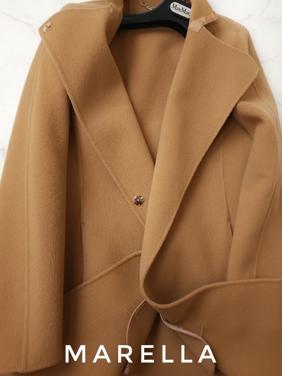 超高級 極美品 MAXMARA 憧れの一級品ダブルフェイスコート 圧倒的エレガントデザイン マックスマーラ marella 大人気キャメル マレーラ