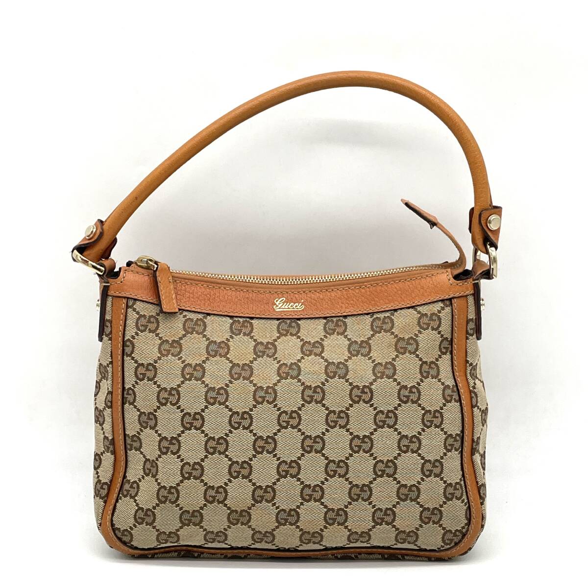 GUCCI グッチ GG キャンバス ワンショルダー ロゴ金具 肩掛け ポケット 