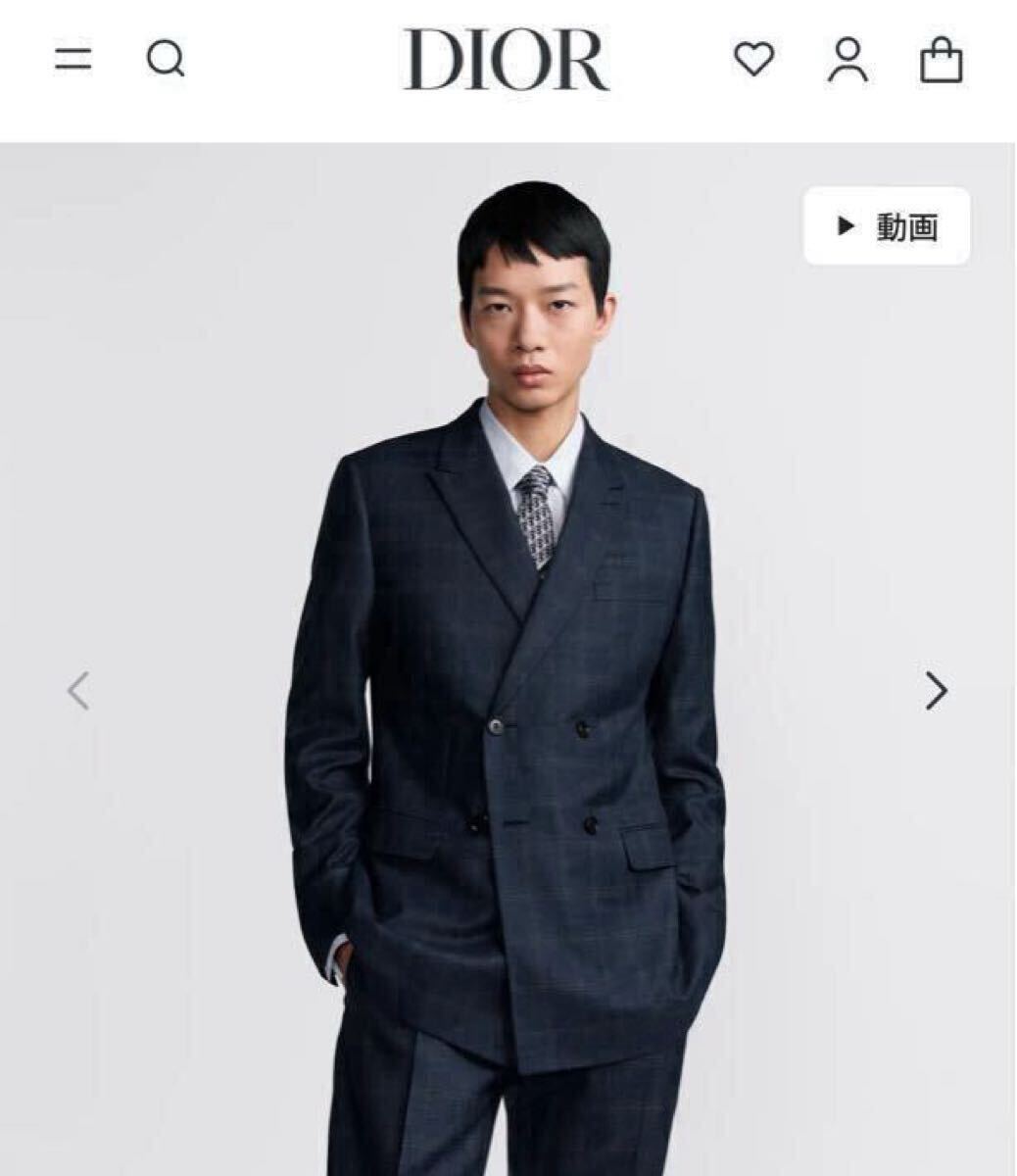 美品】カシミヤ混 Christian Dior セットアップ ダブル ネイビー
