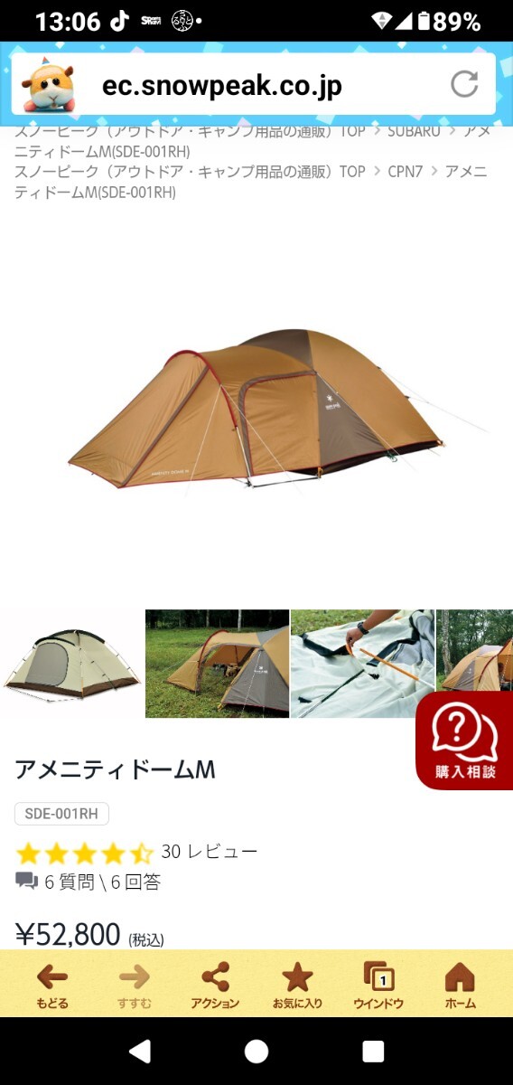 スノーピークス SnowPeaks アメニティドーム 品番:SDE-001 中古品す