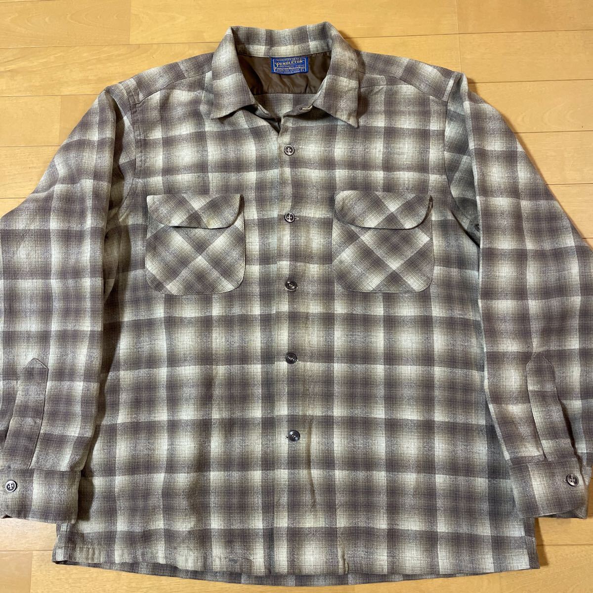 ブラウン ベージュ pendleton ウール ボードシャツ チェック USA製