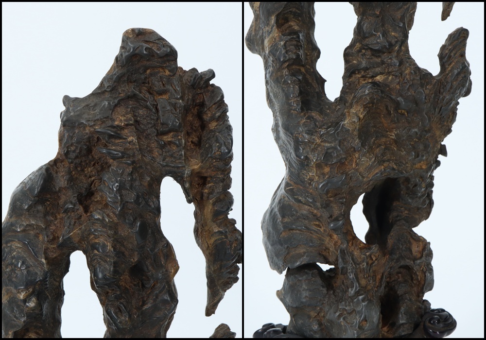 時代【〇亭】在銘有◇霊壁石◇唐木台付◇中国美術 中国古玩 朝鮮美術 山子置物 文房具 極細工 古置物 太湖石_5