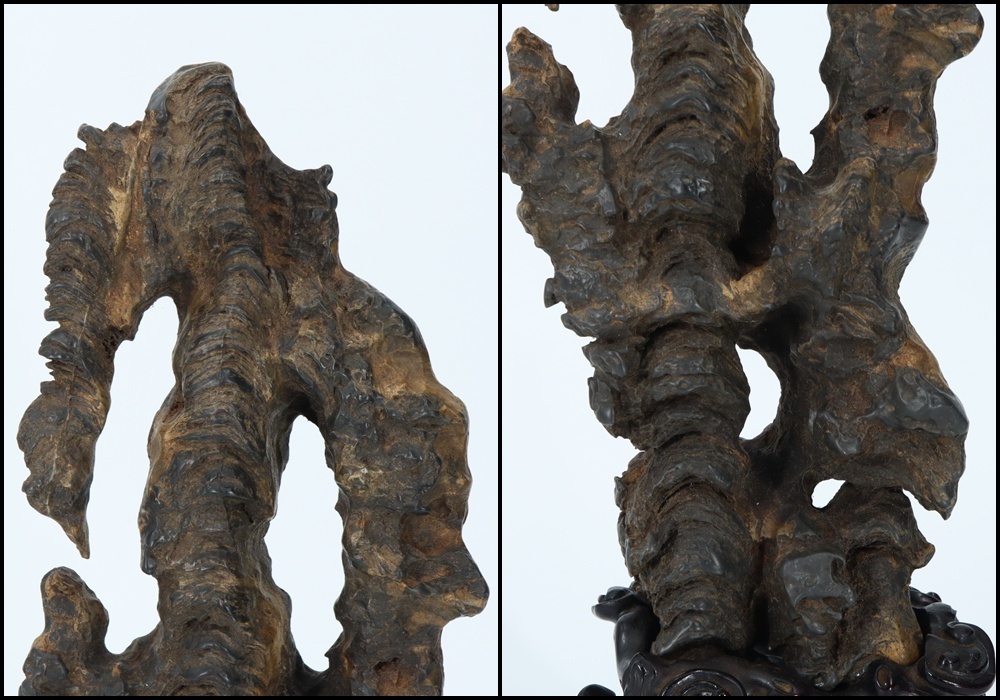 時代【〇亭】在銘有◇霊壁石◇唐木台付◇中国美術 中国古玩 朝鮮美術 山子置物 文房具 極細工 古置物 太湖石_6