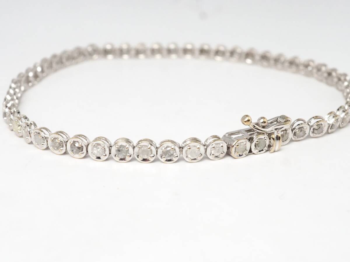 5817E】 K18WG テニスブレス 天然ダイヤモンド 1.00ct/4.2g フル 