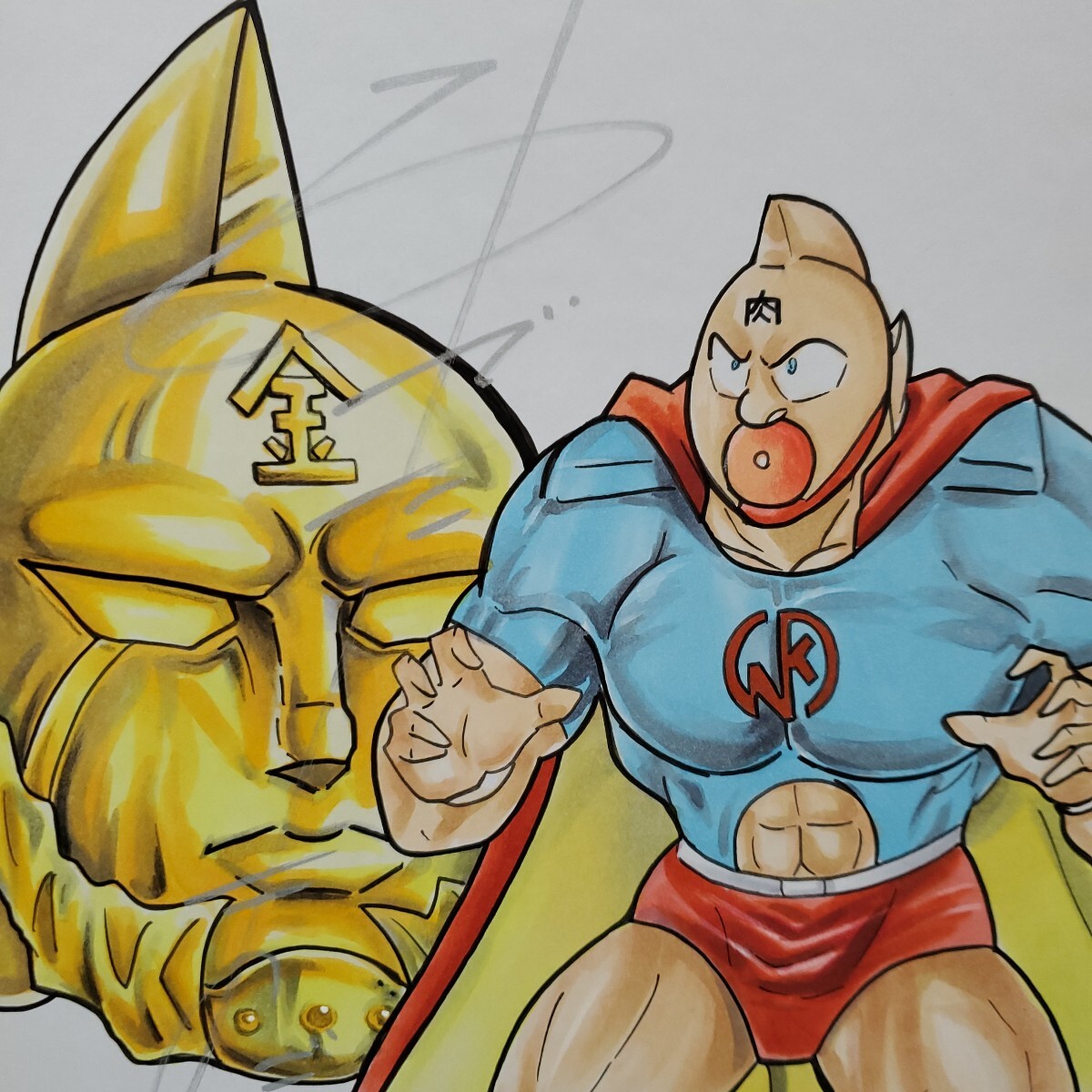ゆでたまご キン肉マン キン肉スグル カラー サイン 色紙 模写 【公式