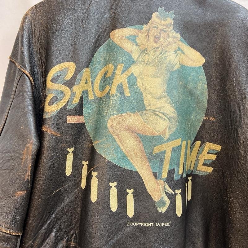 美品/希少✨AVIREX フライトジャケット　A-2 ピンナップガール　ブラウン 希少】AVIREX A-2 フライトジャケット ピンナップガール プリント 茶