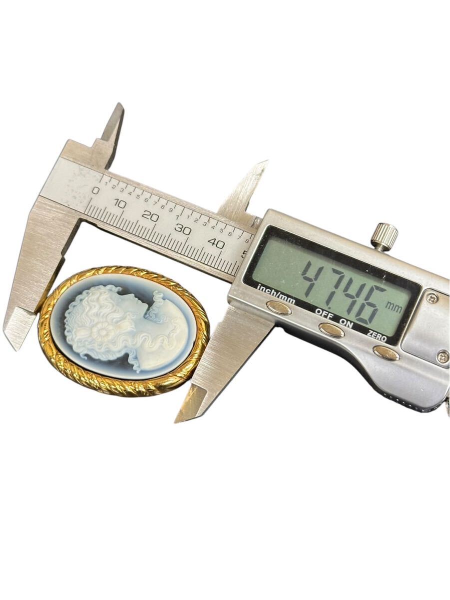 A11111 1円～高級品 K18刻印 750 ストーンカメオ メノウ 瑪瑙 約18g