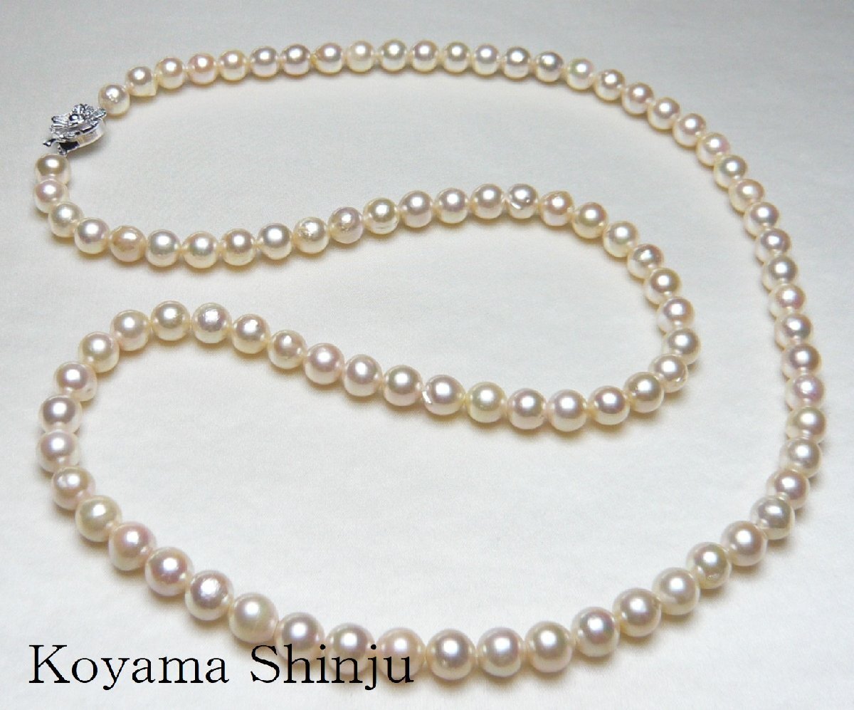 新品★小山真珠★１円～リクエスト出品です♪絶品カラー！79ｃｍ！大珠8.0-8.5ミリあこや本真珠ロングパールネックレス_5