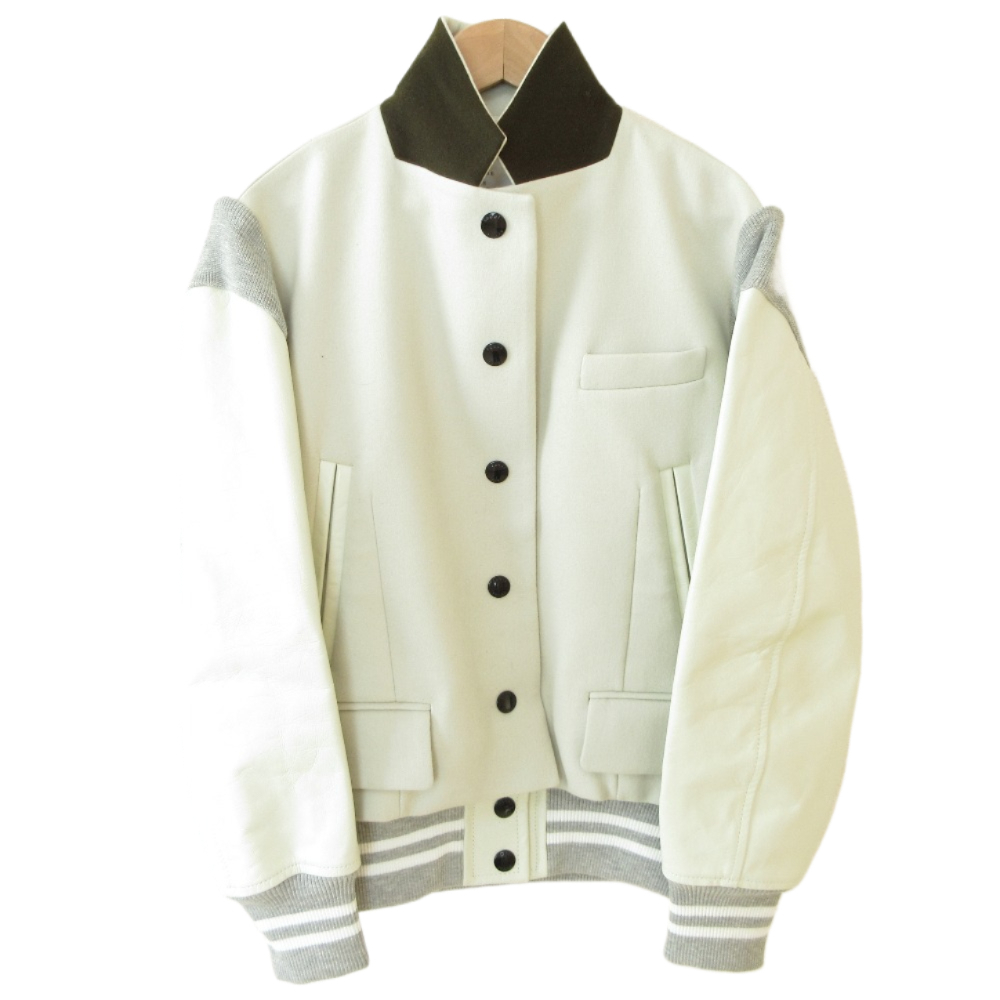 美品 20AW sacai サカイ ウール×レザー スタンドカラー スタジャン 