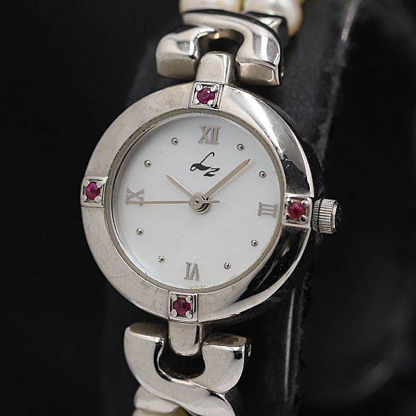 1円 稼働 リズ LZ-110 石付 ラウンド QZ シェル文字盤 レディース腕時計 TKD 4774000 1APY_1